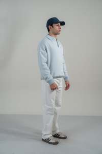 เสื้อสเวตเชิ้ตแบบสวม ยูนิเซ็กซ์ สีฟ้าอ่อน ปักลาย ผ้าเฟรนช์เทอร์รี่ ระบายอากาศได้ดี ผลิตจากโพลีเอสเตอร์/คอตตอน ทรงปกติ คอปกพับได้ สไตล์ลำลอง - Product Image 3