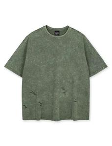 T-shirt décontracté pour homme, coupe classique, uni, lavé, 100% coton, manches courtes, col rond, jersey tricoté doux - Product Image 1