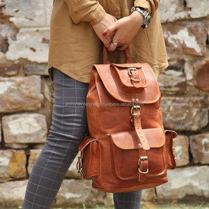 Grand sac à dos vintage personnalisé en cuir de chèvre véritable pour hommes Sac de sport de voyage en cuir pleine fleur Sac à dos pour ordinateur portable - Product Image 2