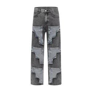 Jeans en denim décontractés pour hommes, coupe slim, légers, avec cordon de serrage, couleur noire délavée, vente en gros, haute qualité, personnalisables - Product Image 1