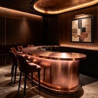 Meuble de bar moderne en acier inoxydable 304 noir et or avec miroir brossé pour salon VIP et club