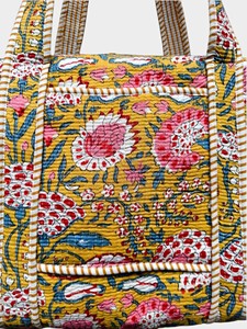 Yellow Floral Cotton Duffel <b>Bag</b> Large Capacity Weekender Tote <b>Travel</b> <b>Bag</b> - Product Image 6