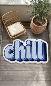 Unique Chill Typography Hand Tufted Area <b>Rug</b> Blue 3D Letter Design Floor Carpet for Living Room Bedroom and Lounge <b>Space</b> - Product Image 3