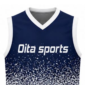 Navy Blue White Volleyball Sleeveless Shirt Team Sportswear Athletic Top Competition Training Uniform Apparel - Product Image 5