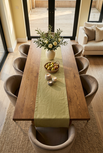 Chemin de table et nappe en lin écologique vert olive pour la maison, les mariages, les restaurants et les hôtels - Product Image 5