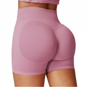 Shorts de course pour femmes, haute respirabilité, compression solide, sans couture, doux, extensibles, côtelés, avec effet froncé aux fesses, réversibles et à séchage rapide - Product Image 1