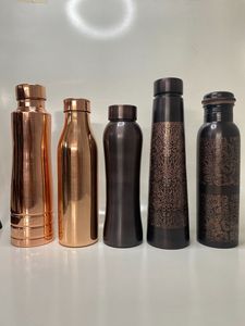 White Floral Pattern Metal Water Bottle With Copper Lid <b>Portable</b> Travel Drinkware - Product Image 6