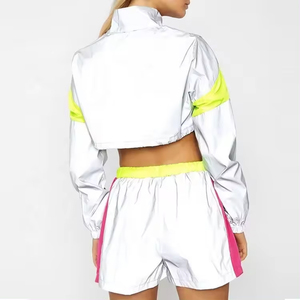 Conjunto de Pantalones Cortos y Chaqueta Cortavientos Casual para Mujer, Cuello Alto, Ligero, Transpirable, Ecológico, de Alta Calidad, Personalizable, Ropa Deportiva - Product Image 2