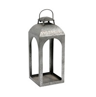 Lanterne ouverte Nador en métal galvanisé avec poignée, petite décoration d'intérieur et d'extérieur pour la maison, style ferme, pour patio