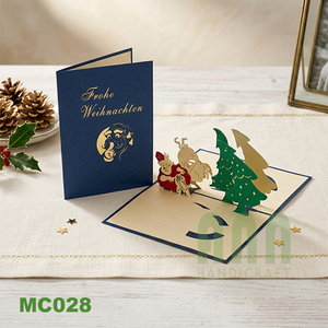 การ์ดอวยพรคริสต์มาสแบบป๊อปอัพทำมือ รุ่น MC028 ตัดด้วยเลเซอร์ 3 มิติ งานแฮนด์เมด ยี่ห้อ Custom ANN HANDICRAFT  พิมพ์ออฟเซ็ต 4 สี เคลือบ UV ด้าน - Product Image 6