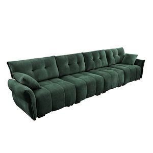 Divano Moderno a 4 Posti in Ciniglia Premium con Struttura in Legno Massello e Cuscini ad Alta Resilienza per Soggiorni, Uffici e Sale Relax - Product Image 6