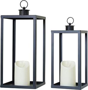 Venta al por Mayor de Faroles de Metal Portátiles Hechos a Mano con Acabado Negro Mate, Farol para Velas para Bodas y Actividades al Aire Libre - Product Image 2