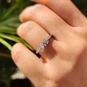 Mixed Cut Moissanite <b>Diamond</b> <b>Ring</b> for Women - Product Image 3