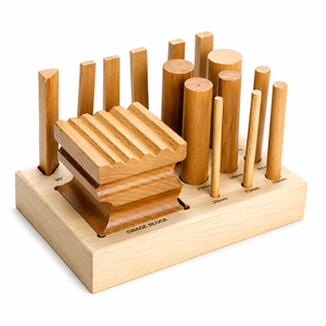 Bloque de Madera Premium para Forjar con Juego de Punzones |   Bloque de madera para conformar joyas, herramienta de modelado para metalistería y artesanía en cuero - Product Image 1