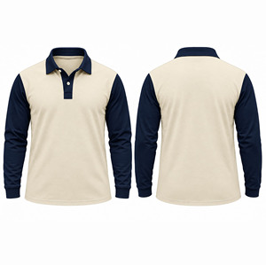 Polo à manches longues pour homme, couleur personnalisée, col boutonné, style sportif décontracté, polos de rugby - Product Image 1