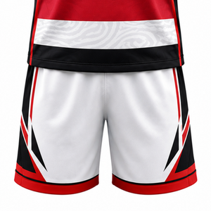 Ensemble de maillot et short de volley-ball noir, rouge et blanc, sans manches, sublimé, tenue de sport professionnelle pour compétition d'équipe - Product Image 6
