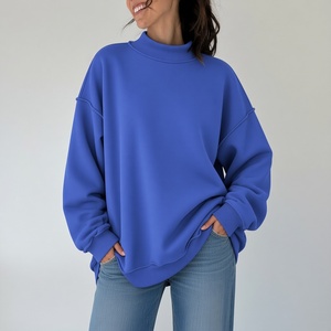 Oversized Mock Neck Women Sweatshirt Relaxed Cozy Pullover Soft Long Sleeve <b>Top</b> Casual Trendy Streetwear Wear - Product Image 2