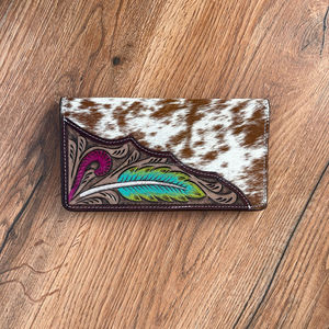 กระเป๋าสตางค์หนังวัวขนสัตว์สไตล์วินเทจมีสไตล์ดีไซเนอร์เคสโทรศัพท์แกะสลักด้วยมือทำจากไนลอนตัวยาวแบบพับได้-ใช้ได้หลากหลายคอลเลกชัน - Product Image 2