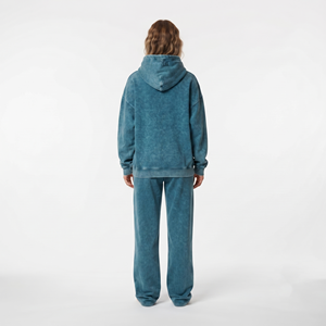 Conjunto Deportivo de Dos Piezas para Mujer, Personalizado al por Mayor, de Algodón, Color Sólido, Lavado Ácido, con Bolsillos Tipo Canguro - Product Image 4