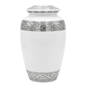 Urnes funéraires en aluminium pour adultes avec bande gravée, finition argentée et jaune, pour cendres humaines. - Product Image 3