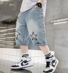Boys Straight Denim <b>Shorts</b> Summer Children Casual Wide-leg Knee Length Pants Teenage Jean <b>Short</b> <b>Trousers</b> Kids Clothing - Product Image 2