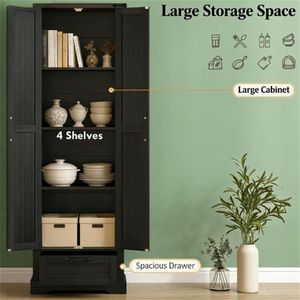 Black <b>Kitchen</b> <b>Storage</b> Tableware Cabinet - Product Image 2