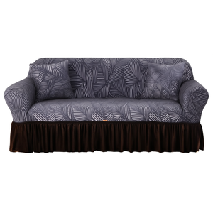 Solid Pattern Leaf Frill Three-Seat Modern Sofa Cover Set Elastic <b>Stretch</b> Polyester Jacquard <b>Machine</b> Washable Home Hotel Living - Product Image 1