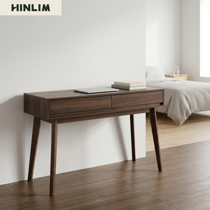 Minimalist Walnut Solid Wood <b>Console</b> <b>Table</b> Midcentury Modern Design with <b>Storage</b> Drawers for Bedroom Living Room Furniture - Product Image 1