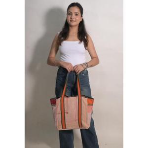 Bolso Tote de Algodón Kantha Hecho a Mano en India, Estilo Boho, para Mujer, para Compras, Mercado o Supermercado - Product Image 3