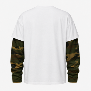 Camiseta de manga larga para hombre Stargaze, estilo urbano, cuello redondo, tejido de punto de algodón, camuflaje blanco, talla grande, precio al por mayor - Product Image 4