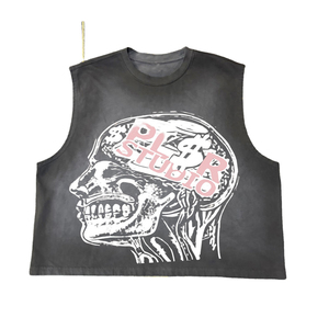 Camiseta sin mangas de corte holgado con lavado ácido personalizado, estampado DTG vintage, 100% algodón, para moda casual urbana, para marcas de ropa. - Product Image 6