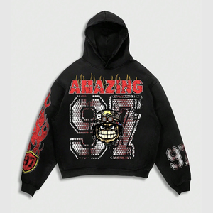 Custom Vintage Y2K <b>Tracksuit</b> Men Graphic Hoodie Wide Leg Flare Pants Streetwear Set Loose Fit Urban Fashion Clothing - Product Image 2