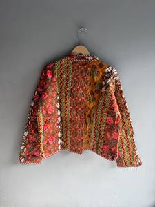<b>Quilted</b> Women's <b>Jacket</b> Floral <b>Pattern</b> Mandarin Collar Full Sleeve Autumn Regular Length Patch Pocket Woven Polyester GIFT - Product Image 6