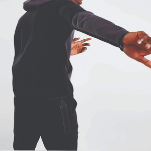 High Quality Custom Men's Black Grey Full <b>Zip</b> <b>Hooded</b> Tracksuit Premium Sportswear Activewear OEM ODM Manufacturer In Pakistan - Product Image 2