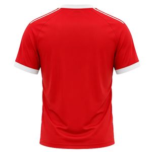 เสื้อฟุตบอลสีแดงขาวสำหรับผู้ชายแขนสั้นเสื้อฟุตบอลน้ำหนักเบาชุดทีมกีฬาชุดกีฬาระบายอากาศได้ดี - Product Image 2