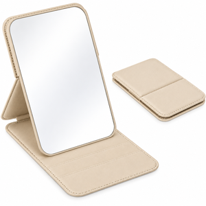 Miroir compact bleu pliable pour maquillage, avec support, design léger et portable pour les voyages et l'usage quotidien - Product Image 5