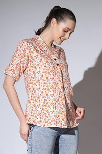 Top corto holgado de rayón para mujer, estilo coreano, informal, de manga corta - Product Image 3