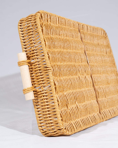 Juego de Cestas de Bambú y Ratán, Cestas Rectangulares y Redondas con Asas de Madera, 2 Piezas Naturales, Perfectas para Servir Frutas - Product Image 2