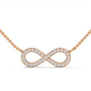 <b>Rose</b> Gold <b>Infinity</b> Pendant Necklace Diamond Cut Stone Link Chain Fine Jewelry for Women Gift Party - Product Image 1