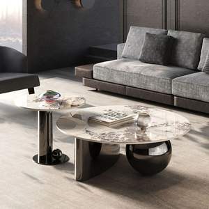 Table basse en résine imitation travertin Ocean |   Centre de table moderne effet pierre de style côtier - Product Image 4