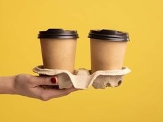 Premium <b>Disposable</b> Beverage Carrier Tray 2 <b>Cup</b> Molded Pulp Holder for Hotels Cafes and Restaurants Tray for Food Industry Use - Product Image 1