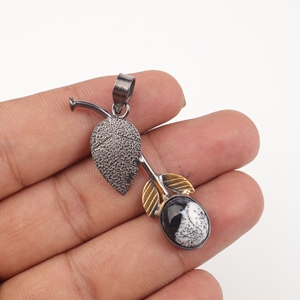 Stunning Dendritic Opal 925 <b>Solid</b> Sterling <b>Silver</b> Pendant Brass Statement Jewelry For Wholesale Handmade Dendritic Opal For Her - Product Image 3