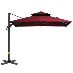Ombrellone da Giardino Girevole a 360° Rosso Vino, 3m di Diametro con Struttura in Alluminio - Product Image 1