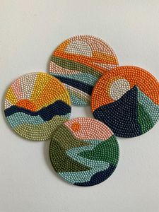 Embroidery <b>Beaded</b> <b>Coaster</b> Handmade Seed Bead Cup Mat Decorative Beverage Holder Coffee Tea Mug Table Protection - Product Image 1