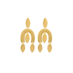 Pendientes Colgantes de Latón Chapado en Oro Amarillo Hechos a Mano con Acabado Mate, Joyería de Moda para Regalos de Aniversario, Joyería con Encanto - Product Image 1