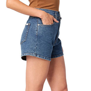 Shorts de Mezclilla Rectos de Cintura Alta, Estilo Americano, Casuales para Mujer, con un Corte Moderno - Product Image 3