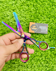 Juego de Tijeras de Peluquería y Tijeras de Entresacar de Acero Inoxidable con Hoja Afilada, Herramientas de Salón para Diestros, Mango Corto - Product Image 3