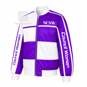 Chaqueta cortavientos personalizada del Consejo NCNW con logo bordado en azul y blanco, estilo casual para mujer con forro de poliéster. - Product Image 2