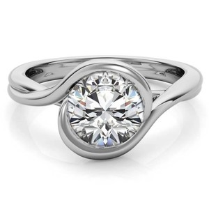 Anillo de Compromiso, Boda o Promesa de Lujo para Mujer, con Moissanita de Corte Redondo, Plata de Ley 925, Chapado en Oro de 18K - Product Image 1