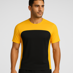 Mens Eco-Friendly Spandex/Cotton Blend V-Neck Performance Workout T-Shirt Customized Logo Quick Dry <b>Compression</b> Gym Wear - Product Image 1